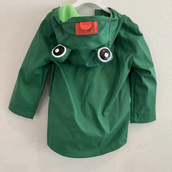 Cat & Jack Green Kids Frog Raincoat Jacket 3T Waterproof - Picture 2 of 3